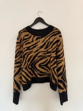 H&M Black and Brown Zebra-Print Sweater - Women's